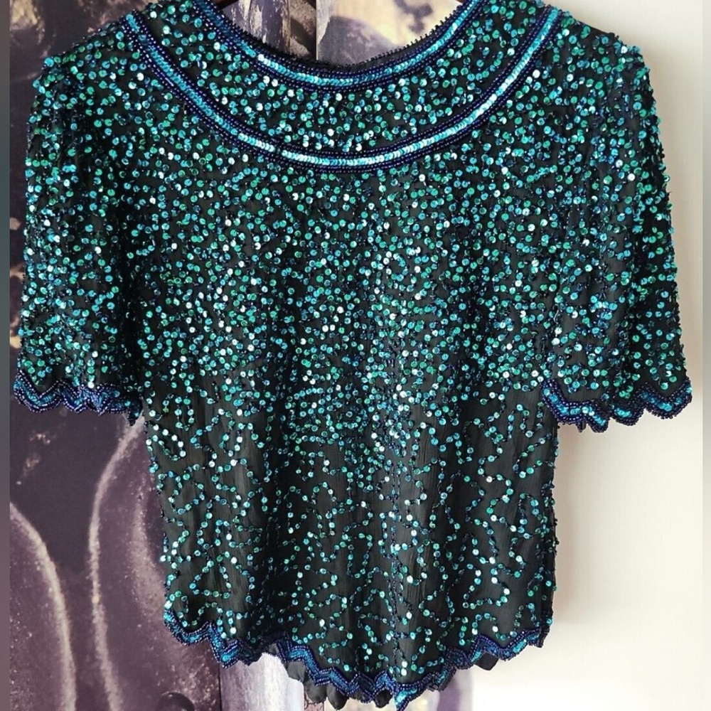 Laurence Kazar Vintage Sequin Top